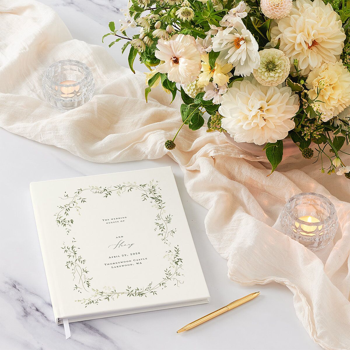 Dainty Fairytale Greenery Guest Books Hunter Green