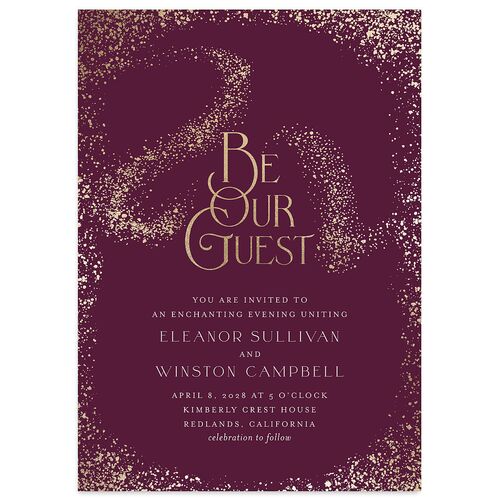 Be Our Guest Wedding Invitations Gold Bordeaux Signature Blank No Standard