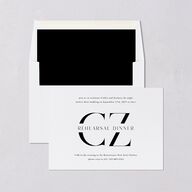 Simple Modern Monogram Rehearsal Dinner Invitations Pure White Signature Blank Standard