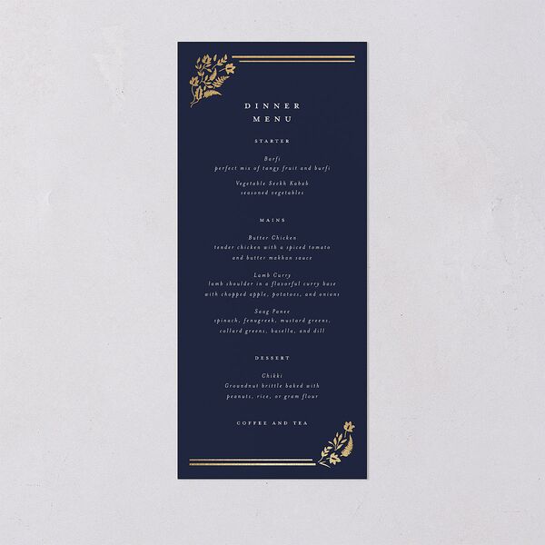 Rustic Kingdom Menus Gold Navy Signature