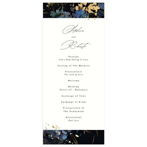 Midnight Floral Wedding Programs Gold Navy Signature