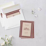 Elegant Diamond Pattern Save the Date Petite Cards Burgundy Signature smooth Blank No Standard