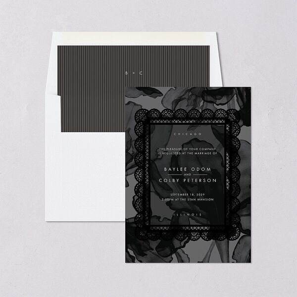 Moody Romantic Lace Floral Envelope Liners Medieval Grey Standard