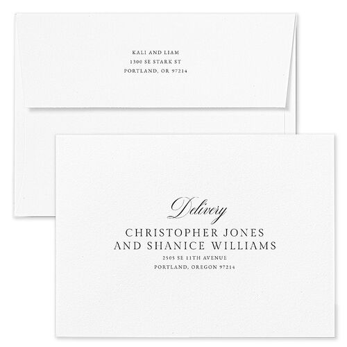 Elegant Fairytale Wisteria Foil Wedding Invitation Envelopes White Wave Both Recipient and Return Addresses Standard Signature