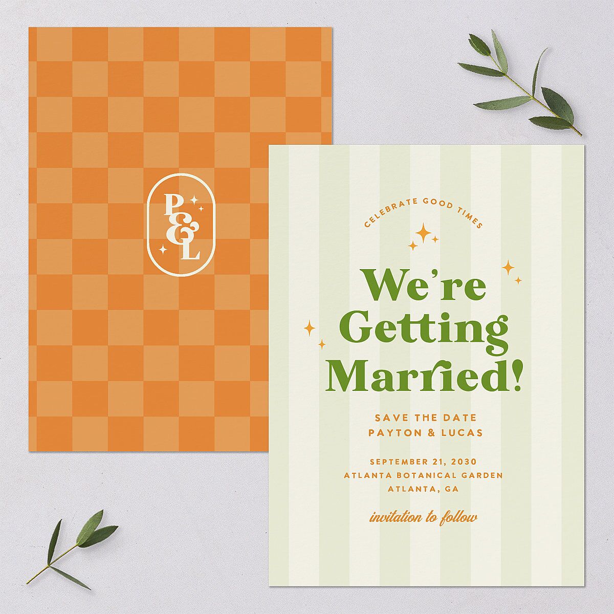 Colorful Retro Stripes Save the Date Cards Sea Foam Signature smooth Blank No Standard