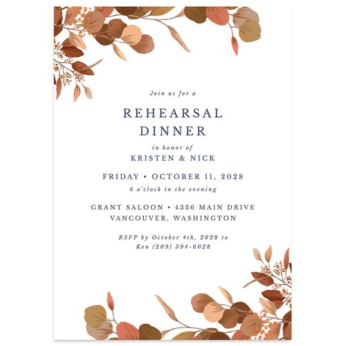 Eucalyptus Frame Rehearsal Dinner Invitations Walnut Signature Blank Standard