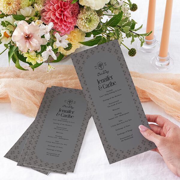 Vintage Romantic Photo Wedding Programs Medieval Grey Signature