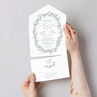 Illustrated Vines All-in-One Wedding Invitations Hunter Green Signature Light Both Recipient and Return Addresses No