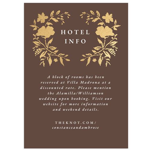 Luxury Wildflower Foil Wedding Enclosure Cards Espresso Gold Signature Standard