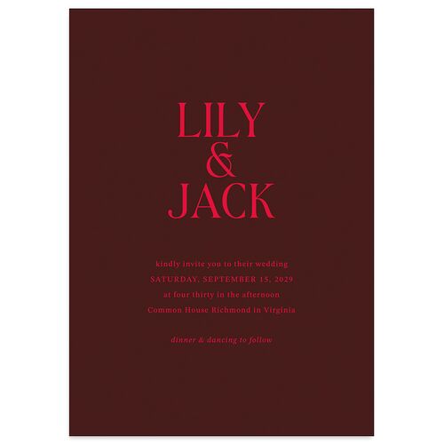 Elegant Minimalist Wedding Invitations Burgundy Signature Blank No Standard