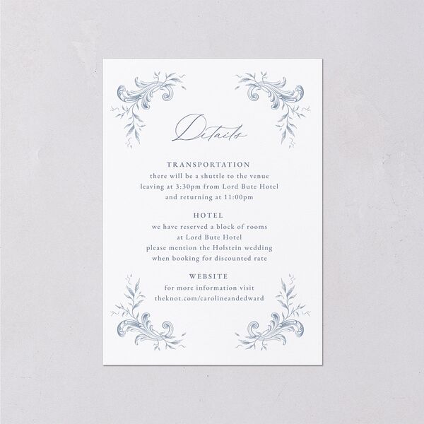 Antique Victorian Botanical Wedding Event Detail Cards Dusty Blue Signature Standard