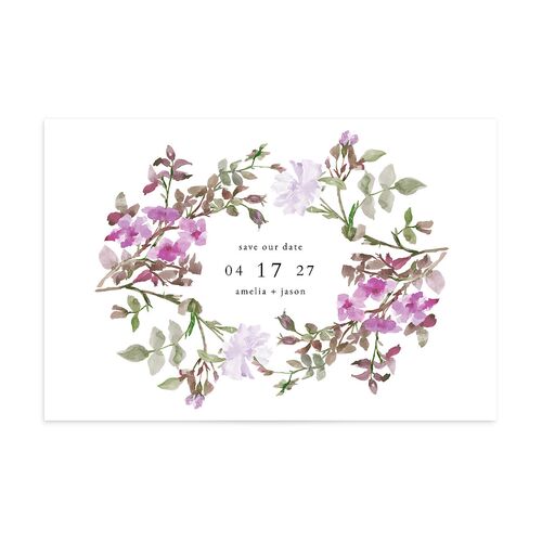 Minimal Floral Save The Date Postcards Amethyst