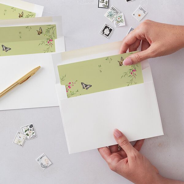 Rustic Butterflies Envelope Liners Scottish Green Standard