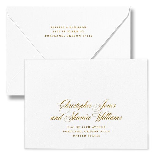 Opulent Garden Rehearsal Dinner Invitation Euro Envelopes White Charcoal Both Recipient and Return Addresses Luxe Signature
