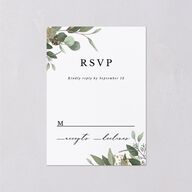 Eucalyptus Frame Wedding Response Cards No Foil Pure White Signature Standard