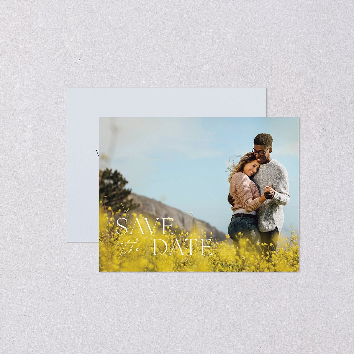 Wildflower Border Save the Date Petite Cards Stream Signature smooth Blank No Standard