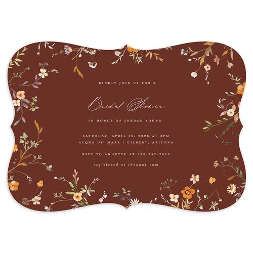Dainty Wildflowers Bridal Shower Invitations Chestnut Signature Blank Bracket
