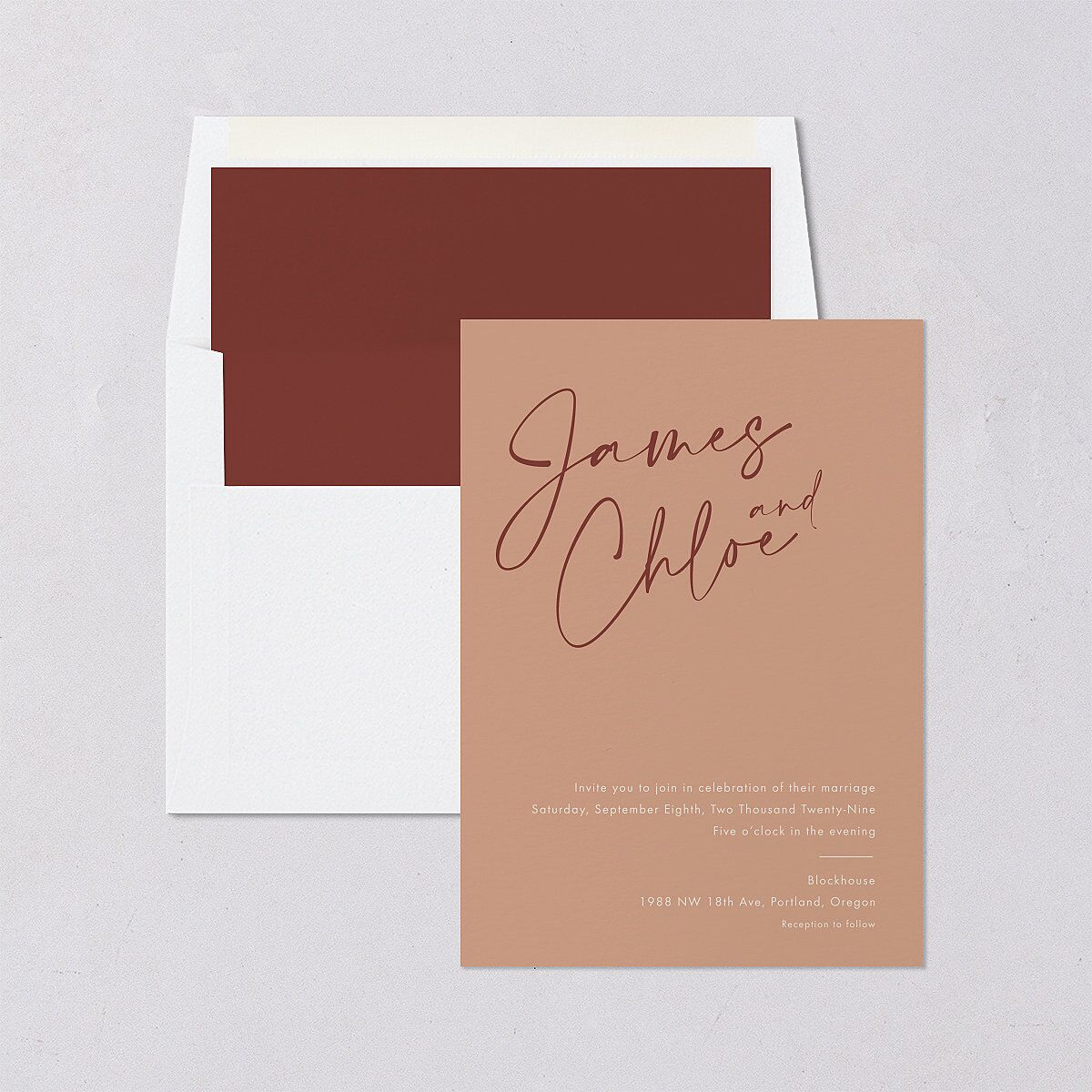 Simple Script Standard Envelope Liner Vintage Pink Standard
