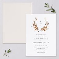 Leafy Rustic Monogram Wedding Invitations Cotton Signature Blank No