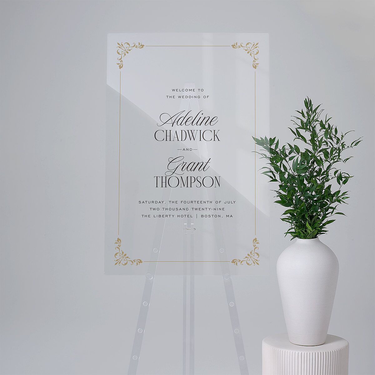 Old Money Acrylic Welcome Sign Large Champagne Standard Acrylic L Welcome