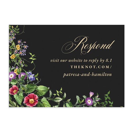 Opulent Garden URL RSVP Cards Charcoal Signature Standard