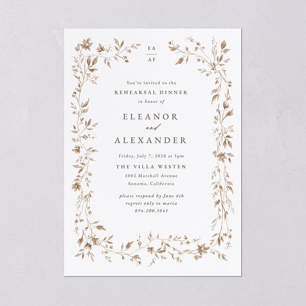 Timeless Floral Rehearsal Dinner Invitations Pure White Signature Blank Standard