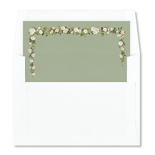 Watercolor Floral Crest Envelope Liners Thyme Standard