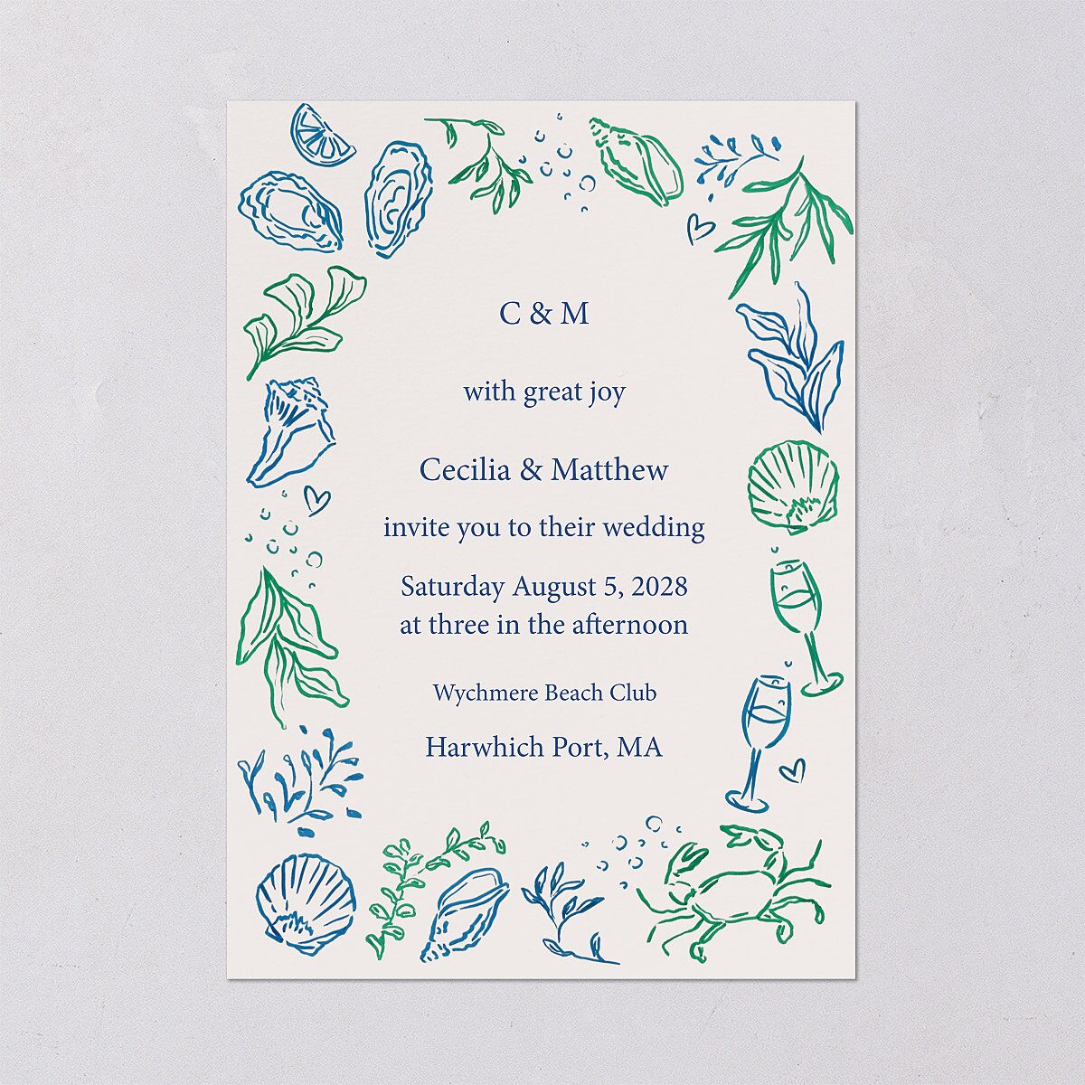 Nautical Border Wedding Invitations — view 2