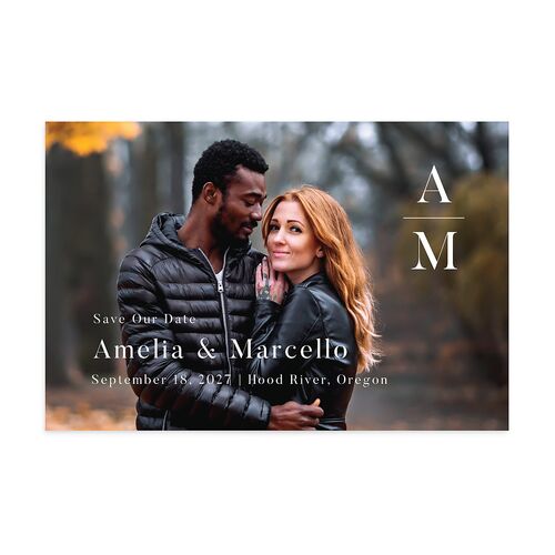 Rustic Monogram Save The Date Postcards Midnight Navy