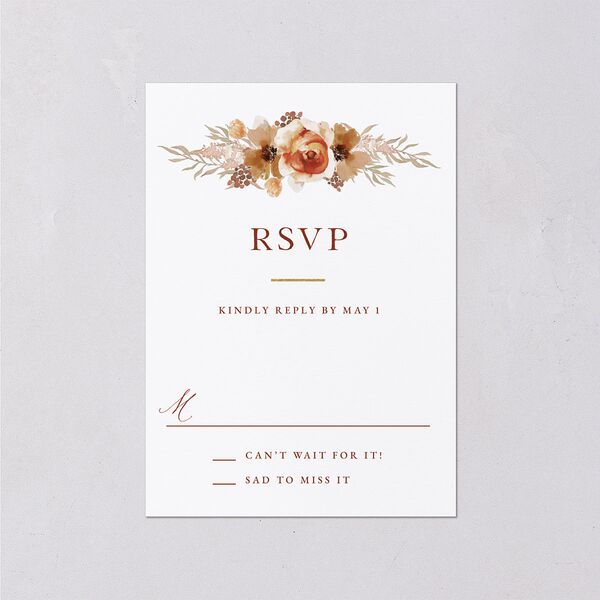Bohemian Arch Foil Wedding Response Cards Gold Rust Signature Standard
