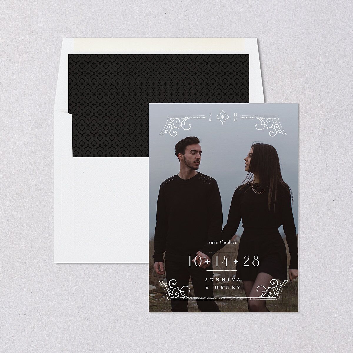 Gothic Date Save the Date Cards Pure White Signature smooth Blank No Standard