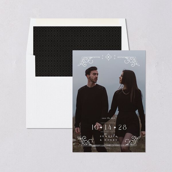 Gothic Date Save the Date Cards Pure White Signature smooth Blank No Standard