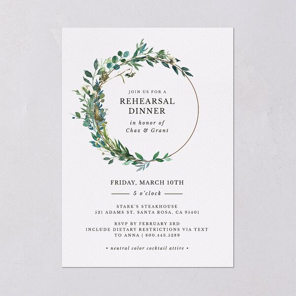 Leafy Hoops Rehearsal Dinner Invitations Eucalyptus Signature Blank Standard