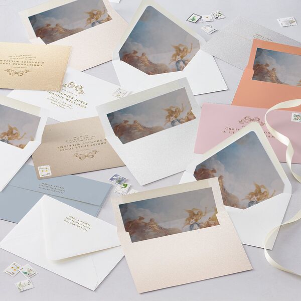 Antique Botanical Garland Wedding Invitations Champagne Signature Blank No Standard