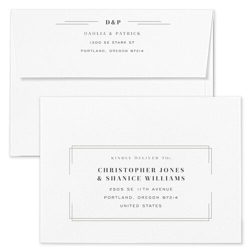 Framed Photo Wedding Invitation Envelopes White Fog Both Recipient and Return Addresses Standard Signature