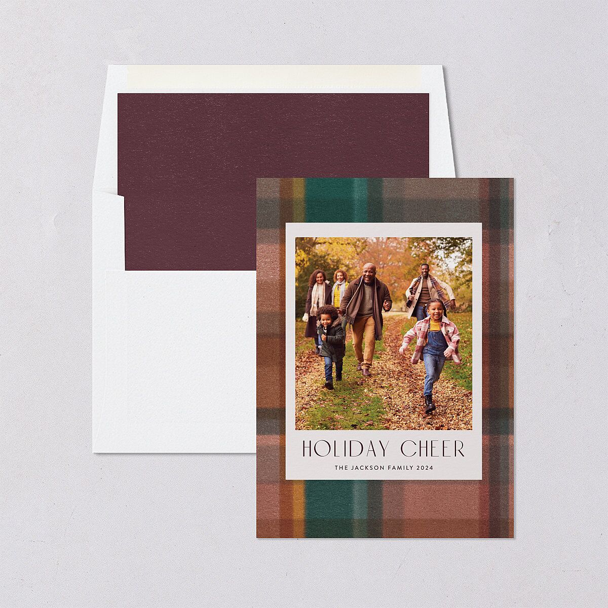 Cozy Plaid Holiday Holiday Cards Forest Signature Blank