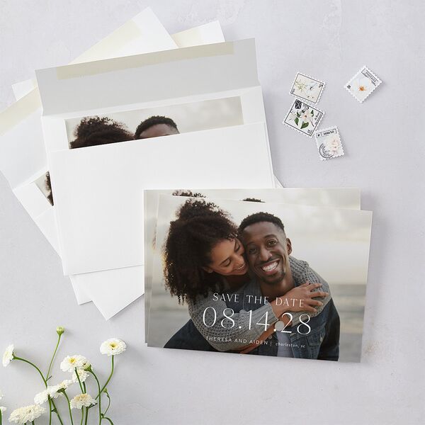 Simply Refined Photo Save the Date Cards Barely Peach Signature smooth Blank No Standard