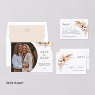 Bohemian Floral Hoop Digital Save the Date Cards Camel Dusty Blue Lets Celebrate Standard