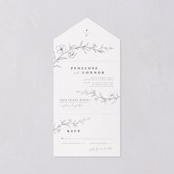 Graceful Botanical All-in-One Wedding Invitations Shadow Gray Signature Light Both Recipient and Return Addresses No