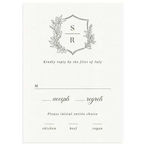 Elegant Garland Crest Wedding Response Cards Dark Camo Signature Standard