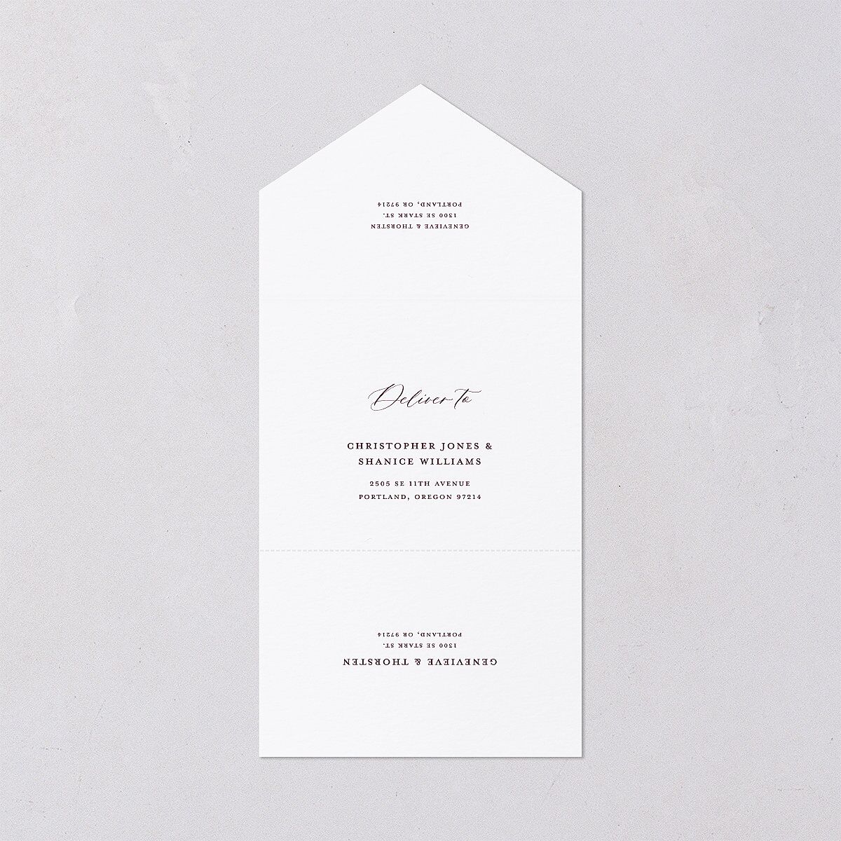 Dark Vintage Fantasy All-in-One Wedding Invitations Merlot Signature Light Both Recipient and Return Addresses No