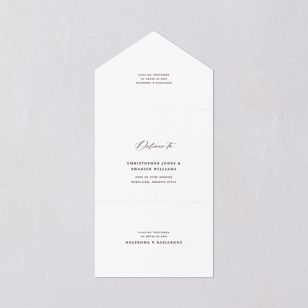 Dark Vintage Fantasy All-in-One Wedding Invitations Merlot Signature Light Both Recipient and Return Addresses No