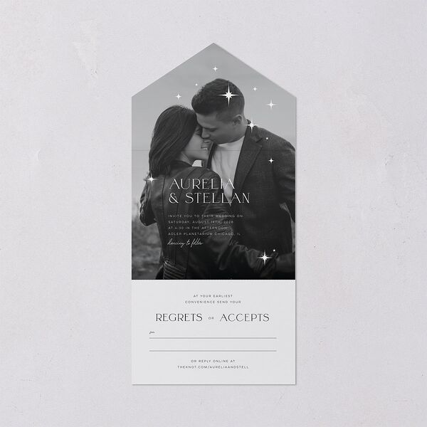 Starry Photo All-in-One Wedding Invitations Midnight Signature Light Both Recipient and Return Addresses No
