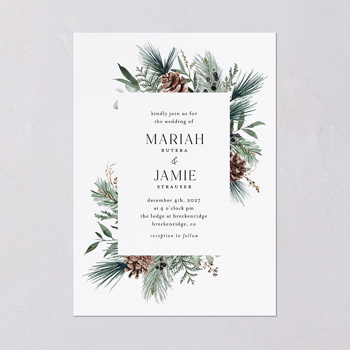 Rustic Pine Wedding Invitations — view 2