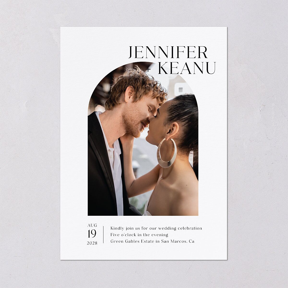 Modern Arch Photo Wedding Invitations Pure White No Signature Blank Standard
