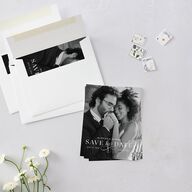 Antique Scallop Frame Save the Date Petite Cards Linen Signature smooth Blank No Standard