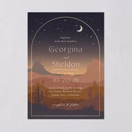 Desert Moon Wedding Invitations Gold Dark Navy Signature Blank No