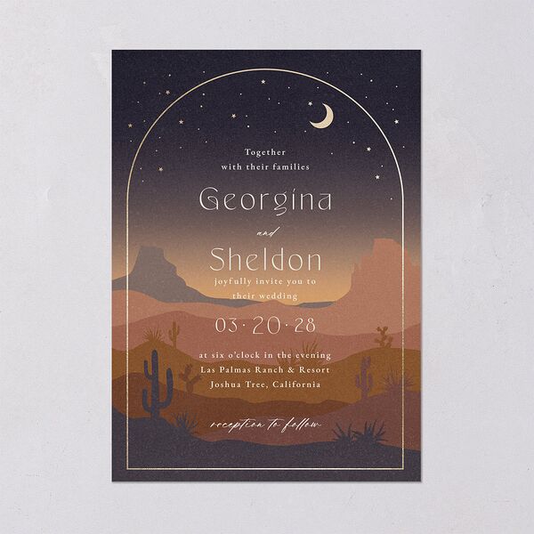 Desert Moon Wedding Invitations Gold Dark Navy Signature Blank No