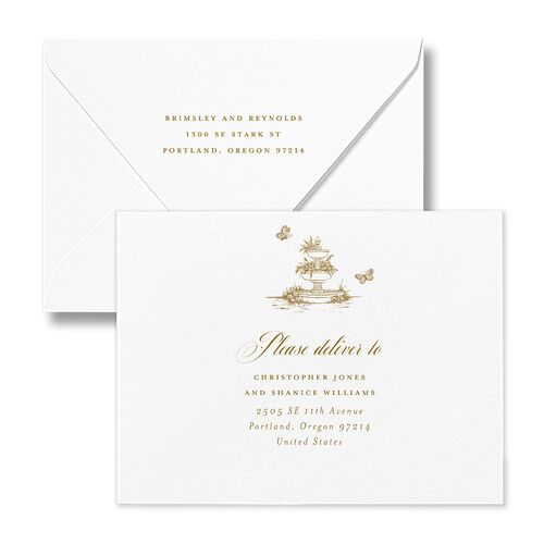 Elegant Antique Toile Frame Thank You Card Euro Envelopes by Bridgerton White Umber Return Address Luxe Signature