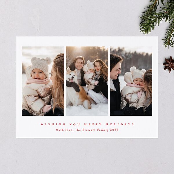 Triptych Holiday Holiday Cards True Red Signature Blank Landscape Standard